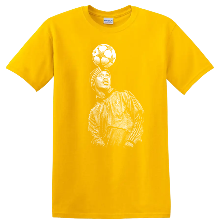 Retro soccer portrait of Ronaldo de Assis Moreira in legend style T - Daisy (Yellow)