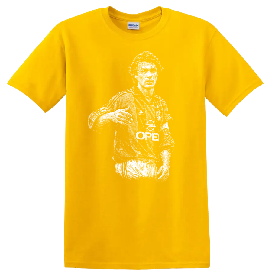 Retro soccer portrait of Paolo Cesare Maldini style graphic T - Daisy (Yellow)
