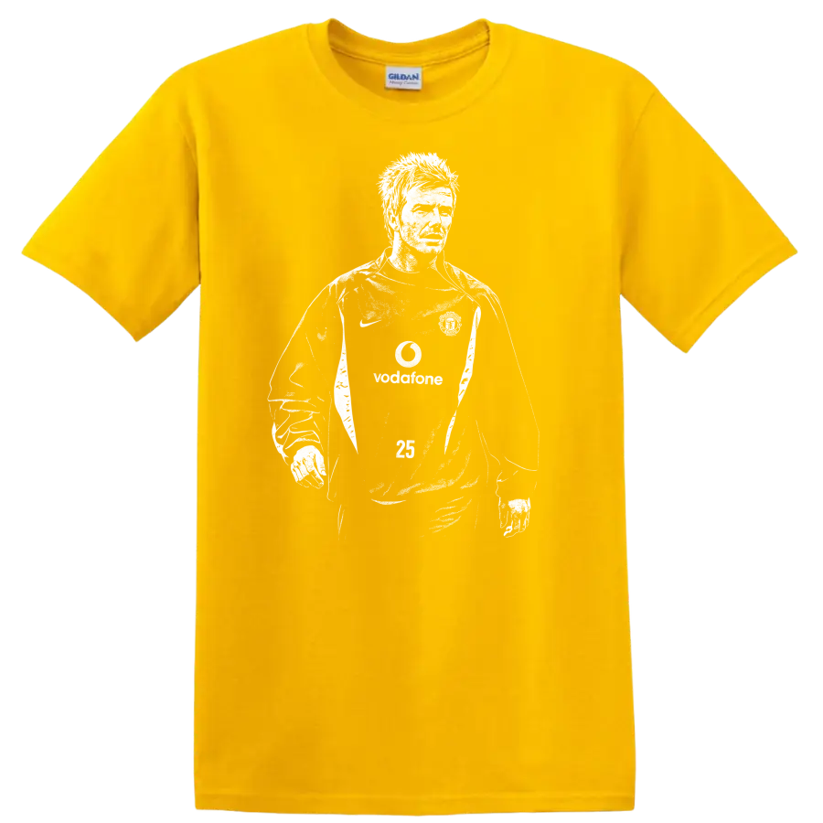 Black and white retro soccer player portrait graphic - Daisy (Yellow)