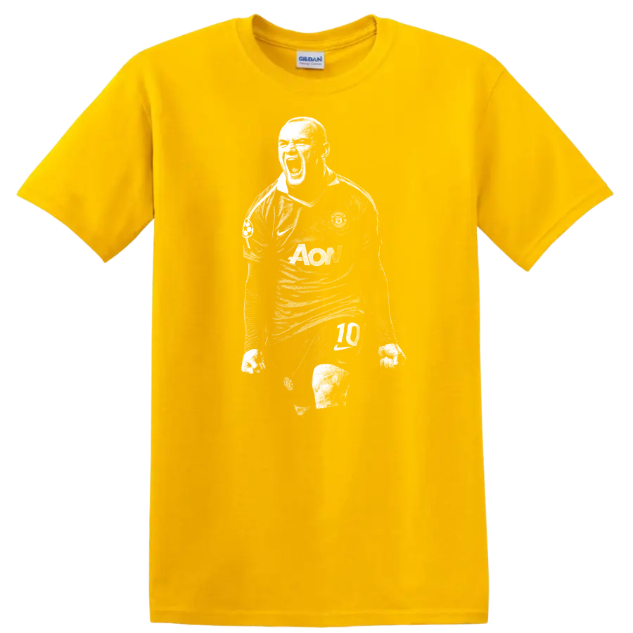 Retro black and white soccer player portrait style Wayne Rooney T - Daisy (Yellow)