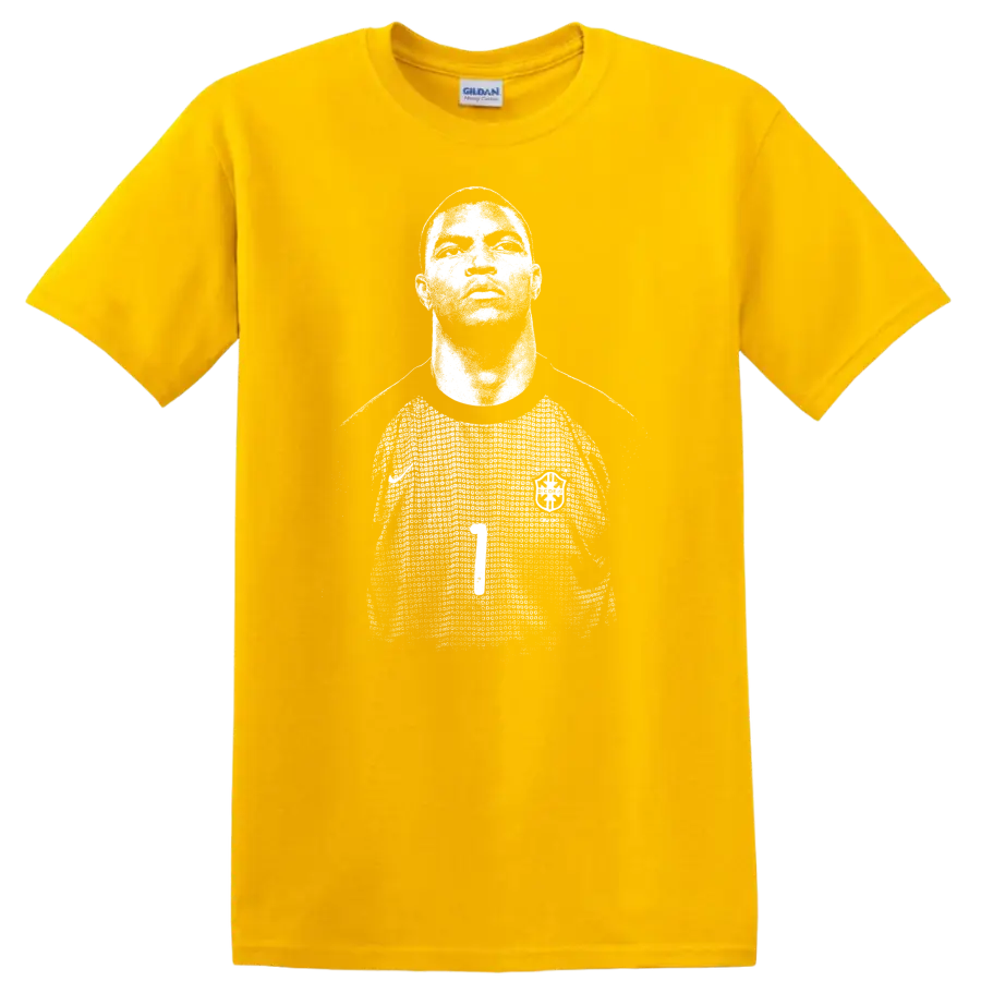 Retro soccer portrait style graphic of Nelson de Jesus Silva - Daisy (Yellow)