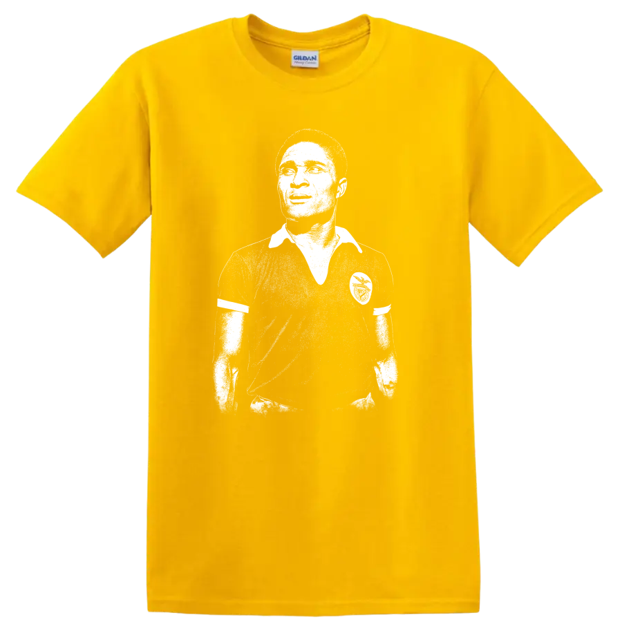 Retro black-and-white soccer legend portrait of Eusébio da Silva Ferreira T - Daisy (Yellow)