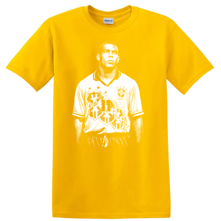 Retro soccer portrait of Ronaldo Nazário legend style - Daisy (Yellow)