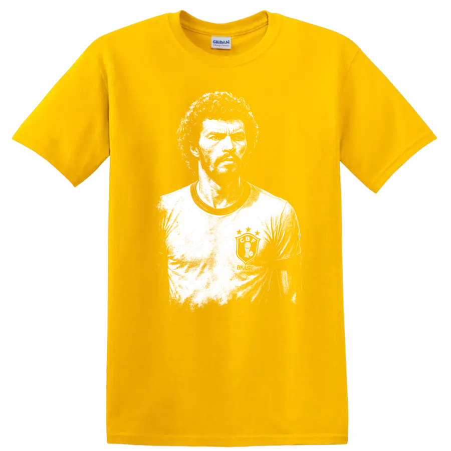 Retro black and white portrait of Sócrates Brasileiro T Shirt - Daisy (Yellow)