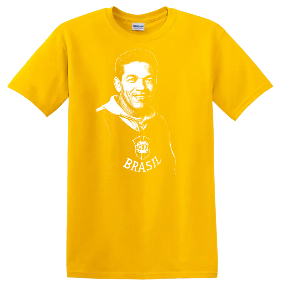 Black and white retro soccer legend portrait graphic T - Daisy (Yellow)