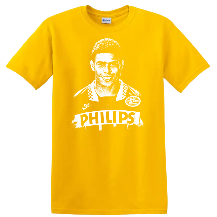 Retro soccer legend portrait design inspired by Ronaldo Nazário with bold vintage style T - Daisy (Yellow)