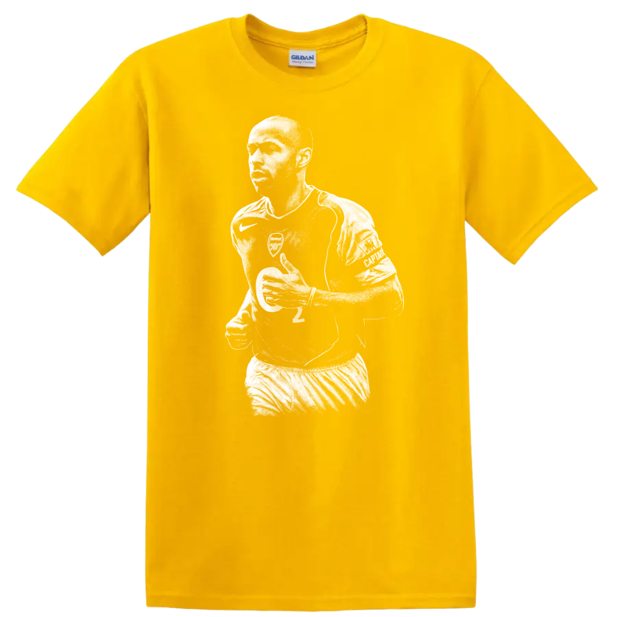 Black and white retro Thierry Henry soccer portrait T - Daisy (Yellow)