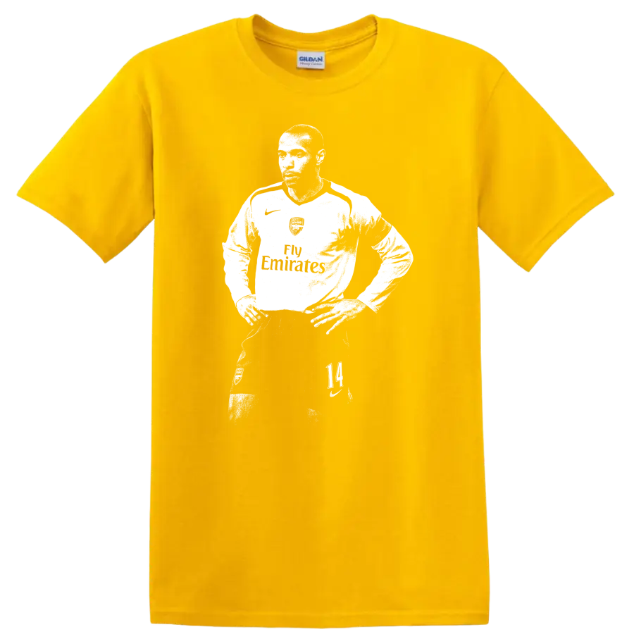 Retro black and white Thierry Henry soccer portrait style T - Daisy (Yellow)
