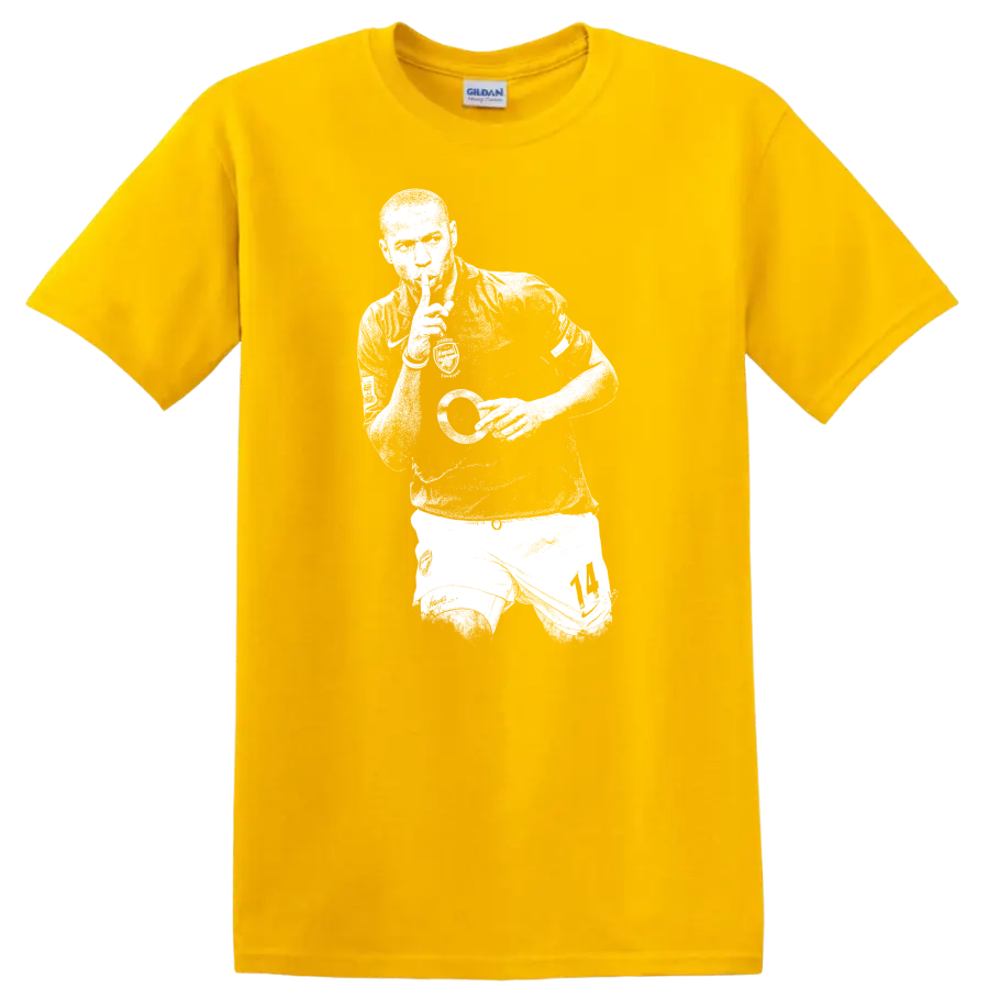Retro soccer legend portrait style Thierry Henry T Shirt - Daisy (Yellow)