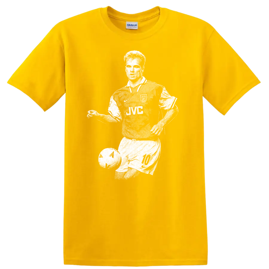 Retro soccer player portrait of Dennis Bergkamp on T - Daisy (Yellow)