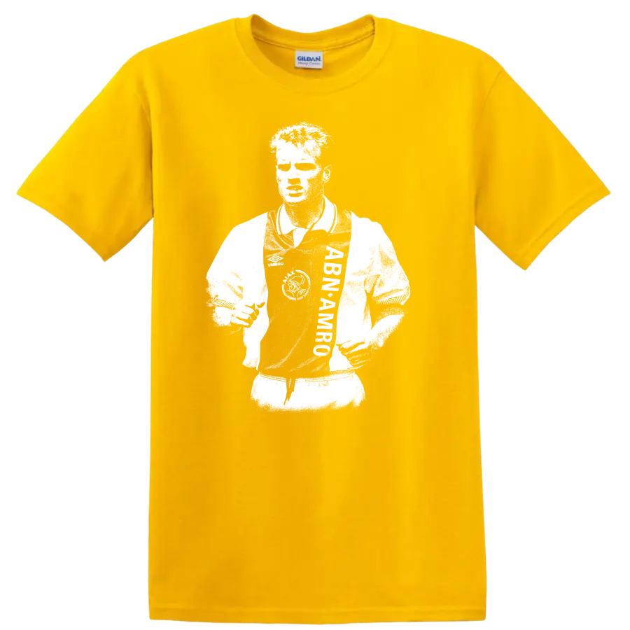 Retro black and white Dennis Bergkamp portrait T Shirt - Daisy (Yellow)