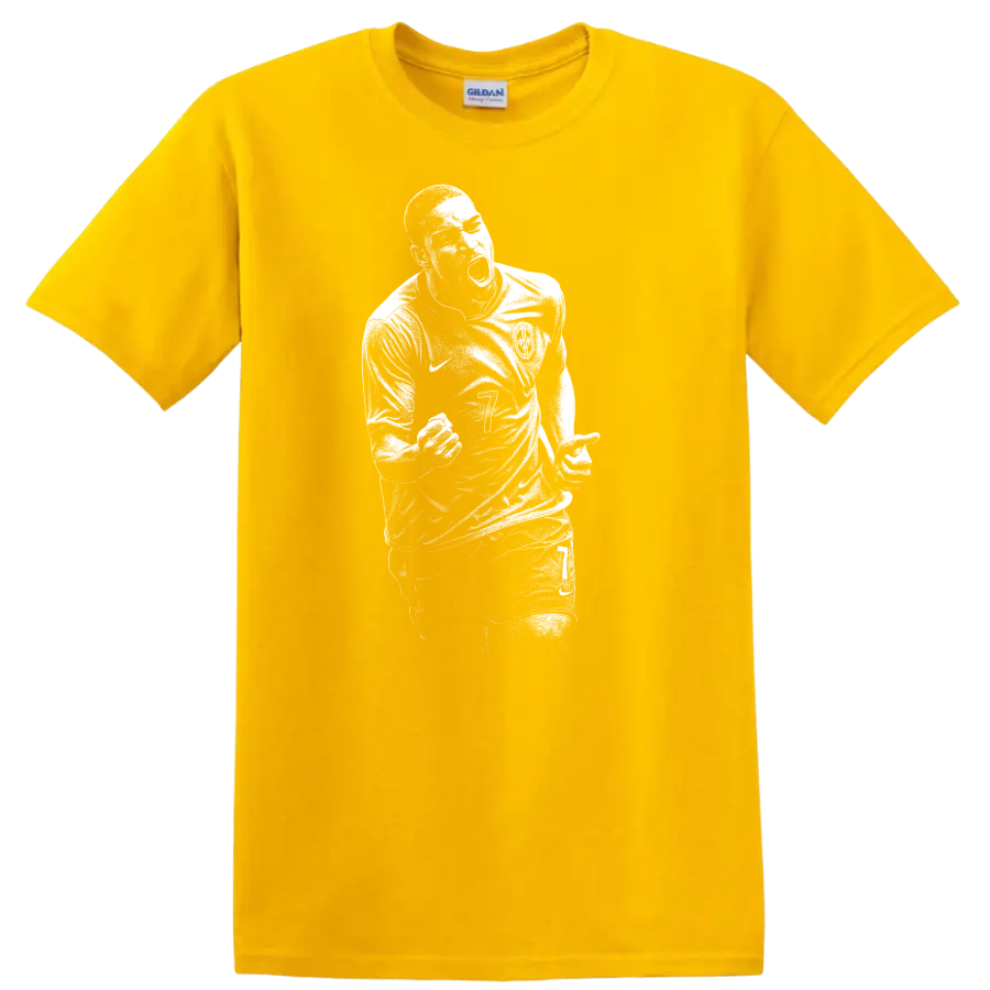Retro soccer portrait of Adriano Leite Ribeiro style graphic T - Daisy (Yellow)
