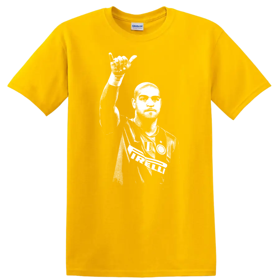 Retro soccer portrait of Adriano Leite Ribeiro legend style T - Daisy (Yellow)