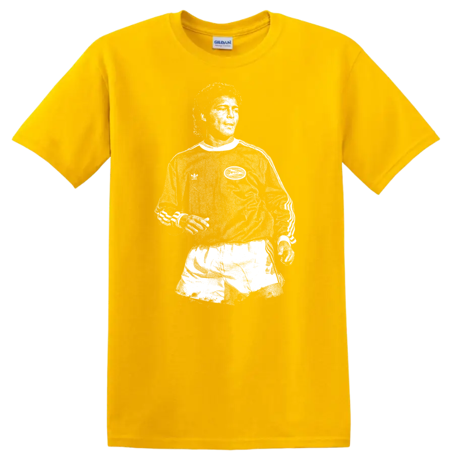 Retro soccer legend portrait of Romário in high-contrast black and white T Shirt - Daisy (Yellow)