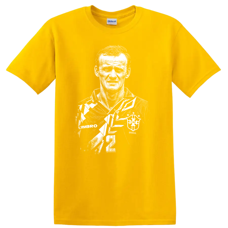Black and white retro soccer portrait of Cláudio Taffarel T-shirt - Daisy (Yellow)