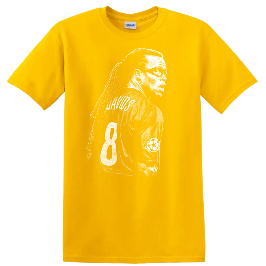 Black and white retro soccer player portrait design T - Daisy (Yellow)