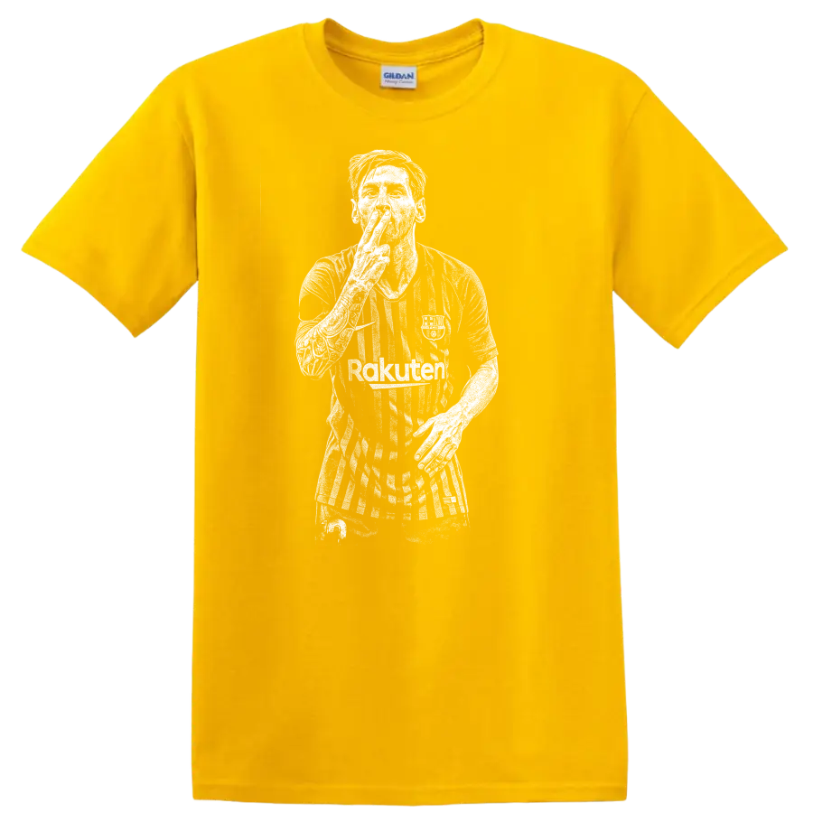 Black and white retro soccer player portrait legend style T - Daisy (Yellow)