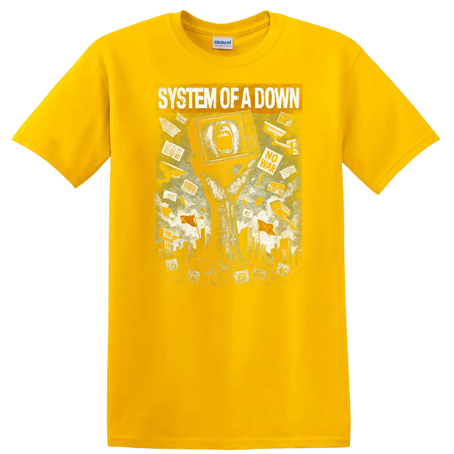 System of a Down Retro Heavy Metal Album Cover T Shirt - Daisy (Yellow)