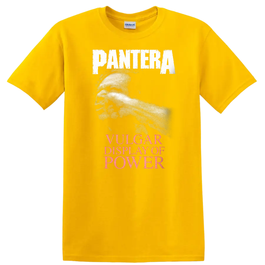 Pantera Vulgar Display of Power Heavy Metal Album Cover T Shirt - Daisy (Yellow)