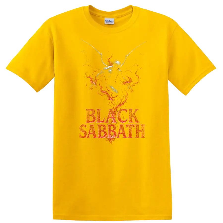 Black Sabbath Heavy Metal Legend Style T Shirt Retro Rock Graphic - Daisy (Yellow)