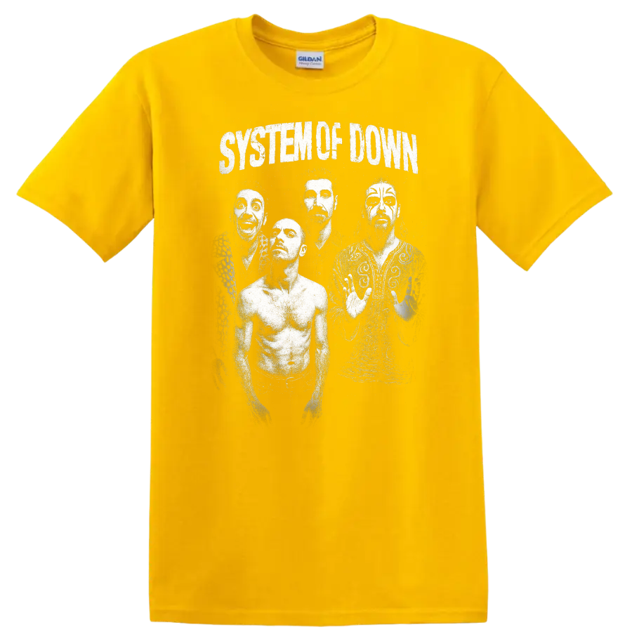System Of Down Retro Rock Heavy Metal Band Album Cover Style T Shirt - Daisy (Yellow)