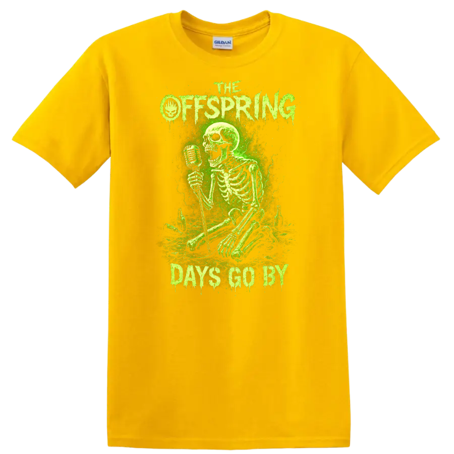 The Offspring Days Go By Green Skeleton Retro Rock T Shirt - Daisy (Yellow)