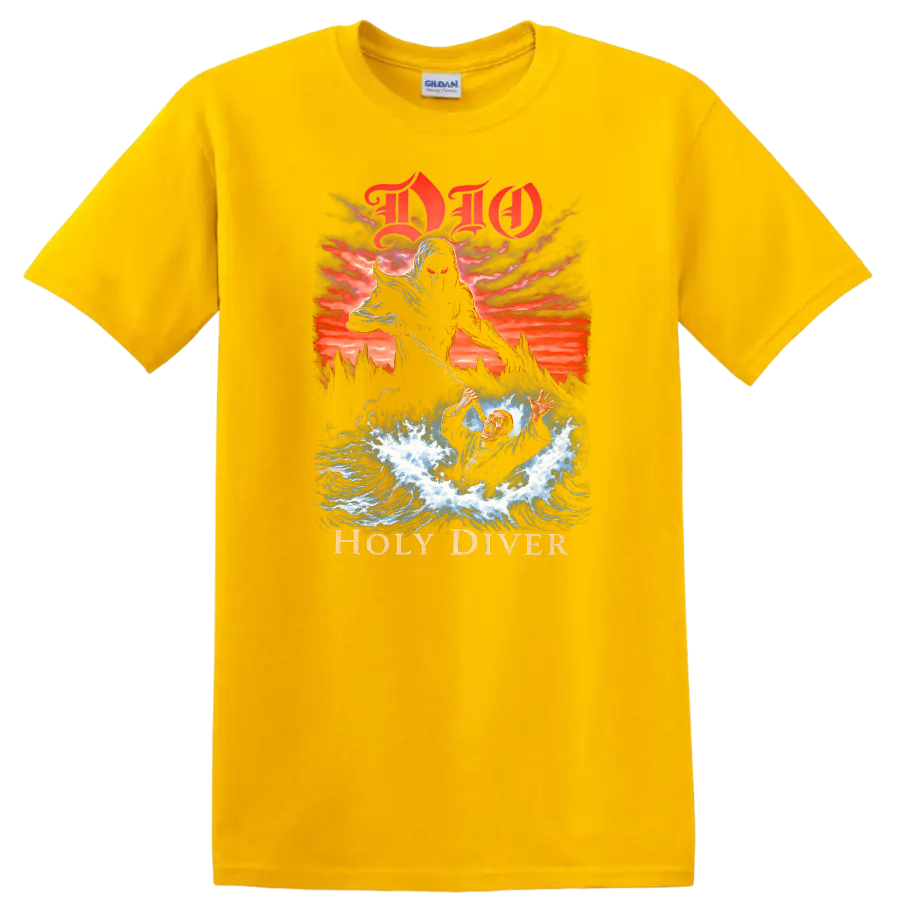 DIO Holy Diver Retro Heavy Metal Album Cover T Shirt - Daisy (Yellow)
