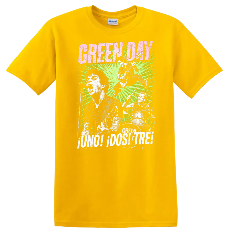 Green Day Punk Rock Retro Heavy Metal Album Style T Shirt - Daisy (Yellow)