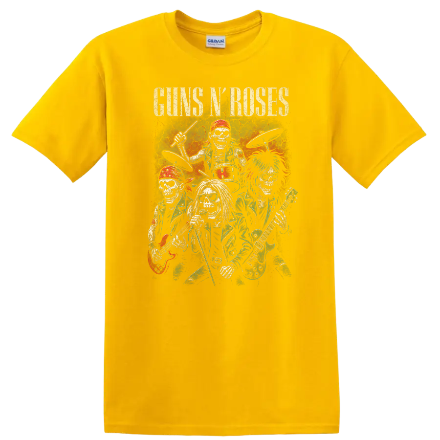 Guns N' Roses Retro Heavy Metal Band Album Cover Style T Shirt - Daisy (Yellow)