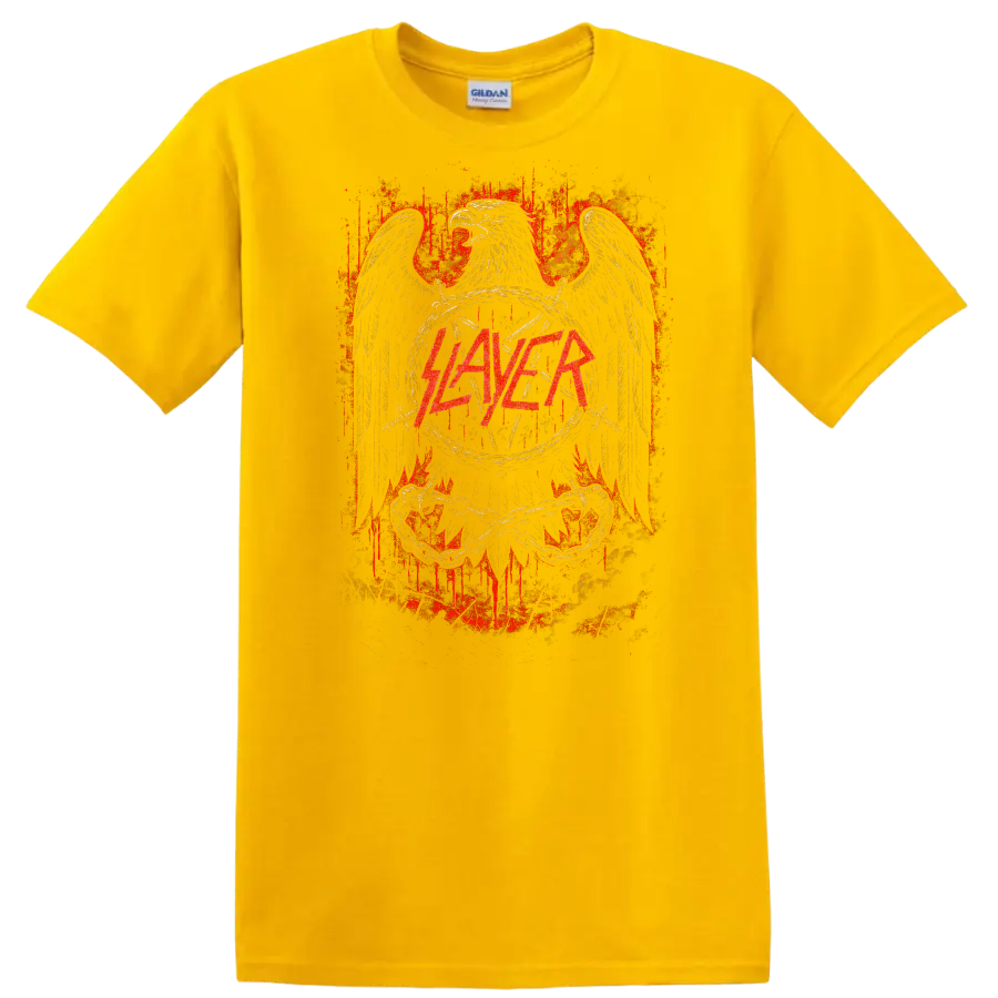 SLAYER Retro Heavy Metal Band Album Cover Style T Shirt - Daisy (Yellow)