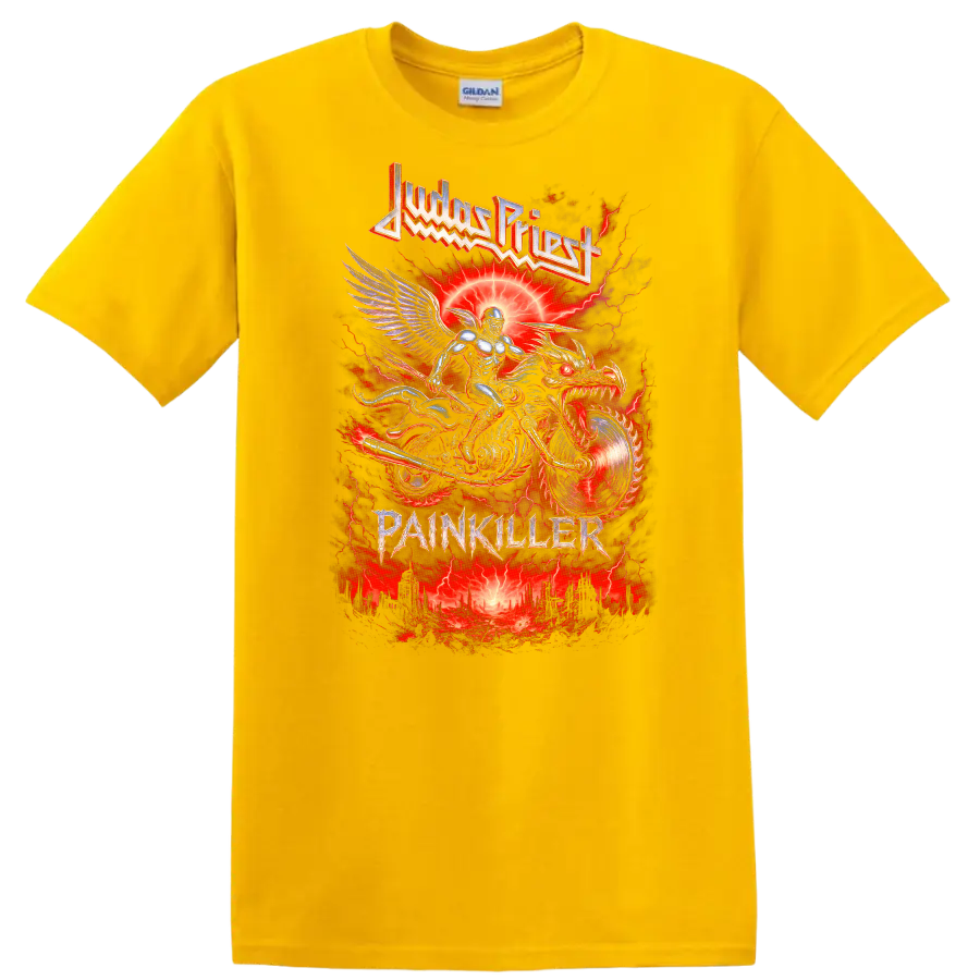Judas Priest Painkiller Retro Heavy Metal Album Cover T Shirt - Daisy (Yellow)