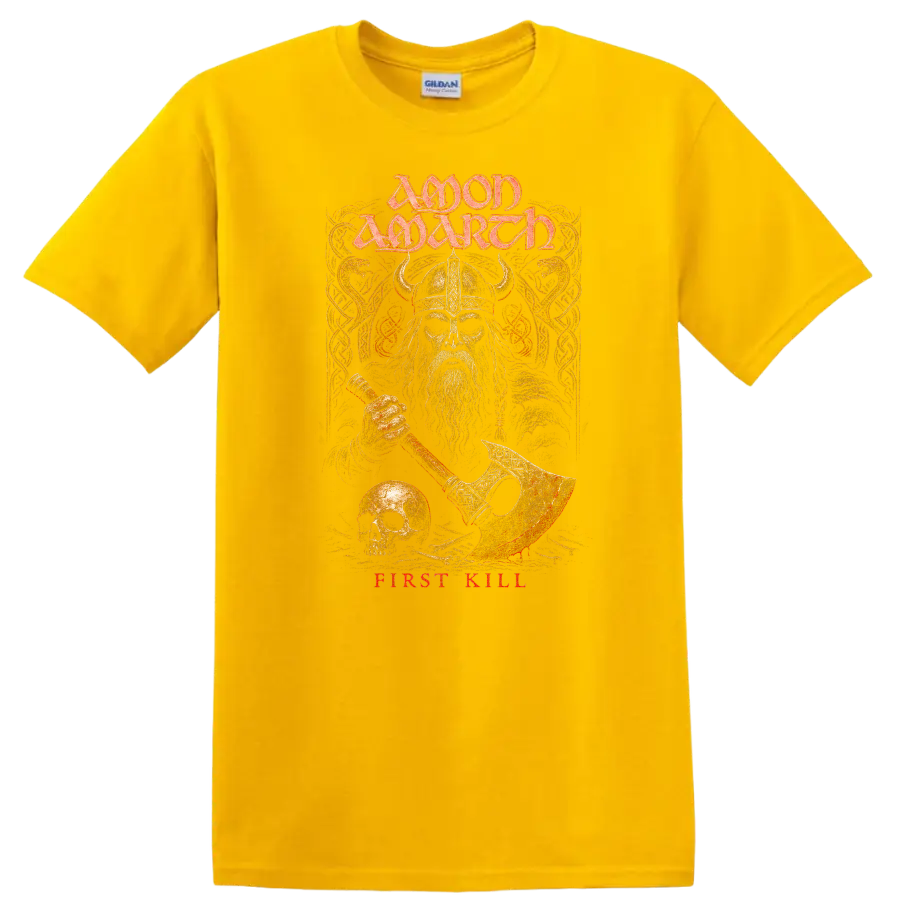 Moon March First Kill Viking Heavy Metal Retro Rock T Shirt - Daisy (Yellow)