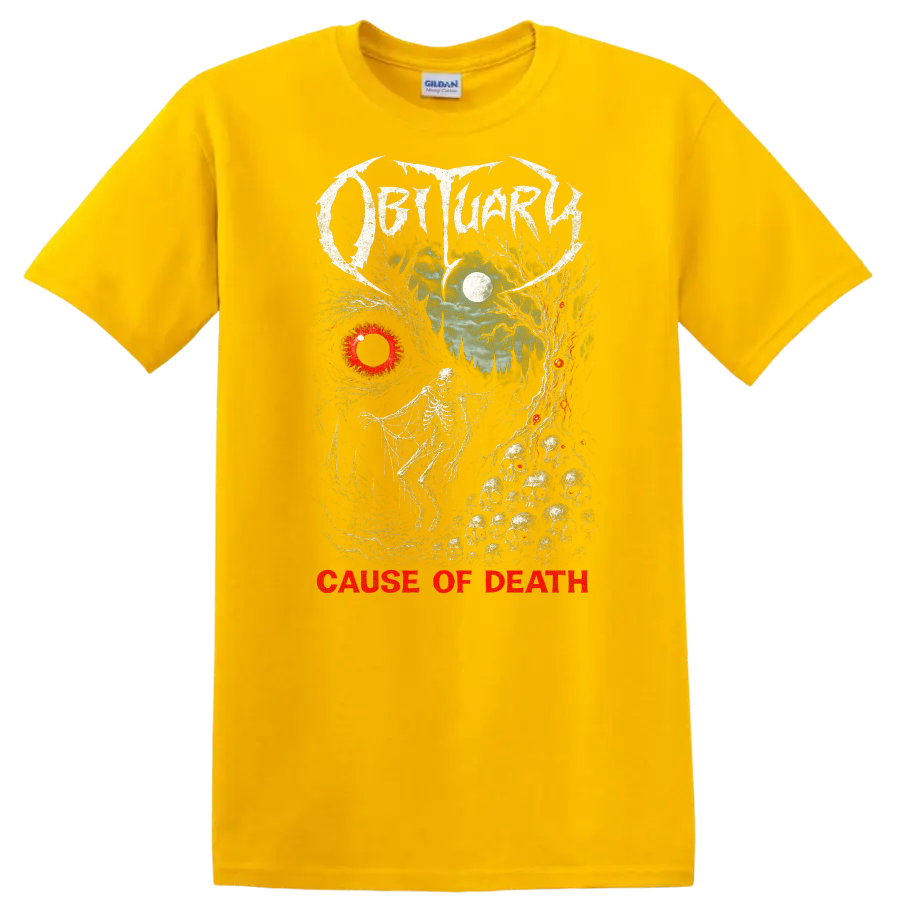 Death Metal Cause of Death Retro Heavy Metal Album Cover T Shirt - Daisy (Yellow)