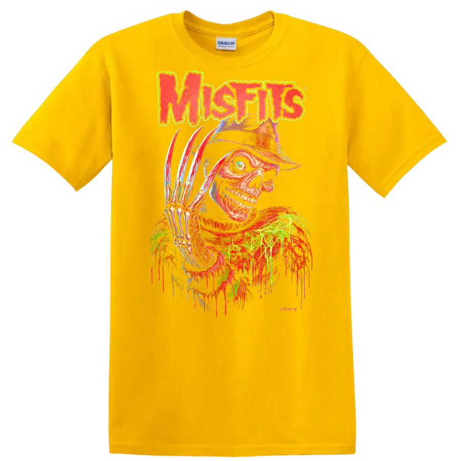Mistfits Retro Horror Skull T Shirt Heavy Metal Album Cover Style - Daisy (Yellow)
