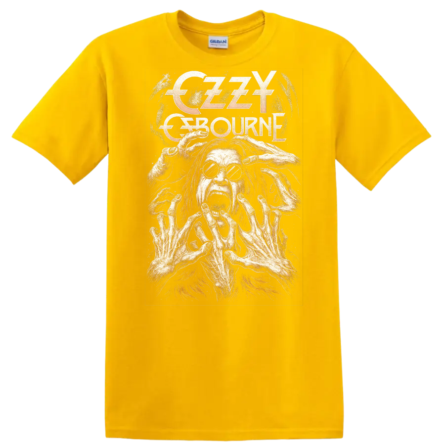 Creepy Retro Rock Legend Horror Face Album Cover Style T Shirt - Daisy (Yellow)