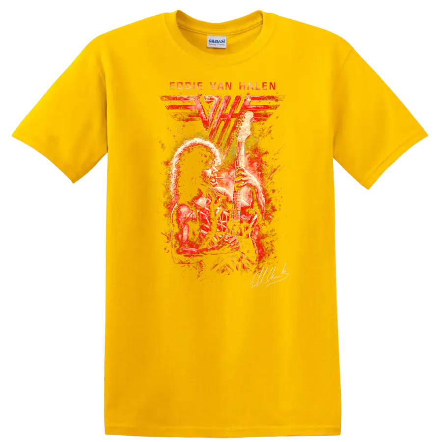 Eddie Van Halen Retro Rock Heavy Metal Album Art T Shirt - Daisy (Yellow)