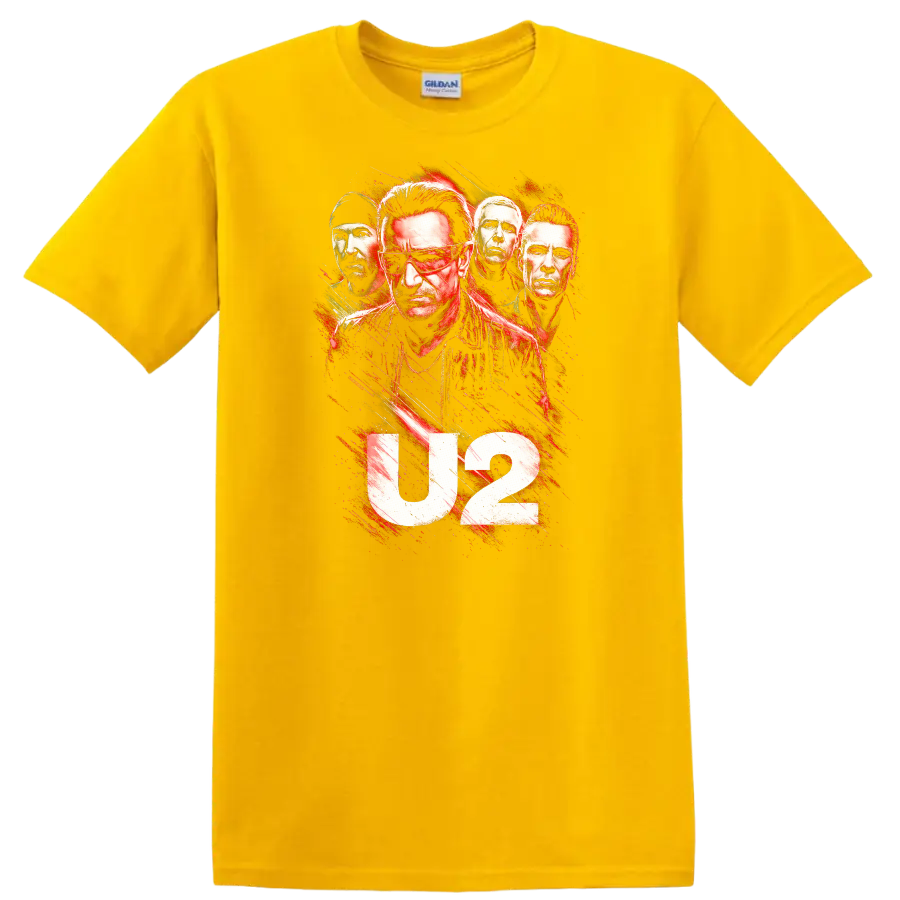 U2 Retro Rock Heavy Metal Album Cover Style T Shirt - Daisy (Yellow)