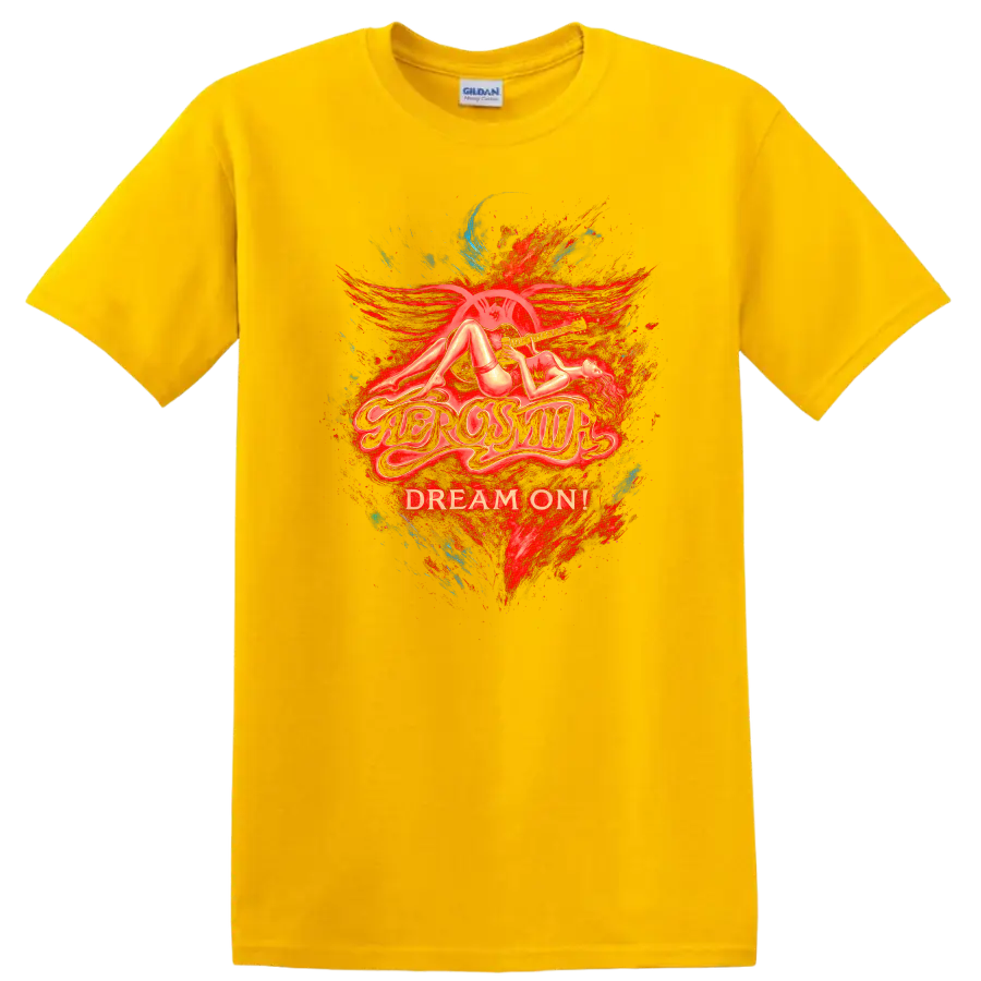Retro Rock Dream On Heavy Metal Legend Style T Shirt - Daisy (Yellow)