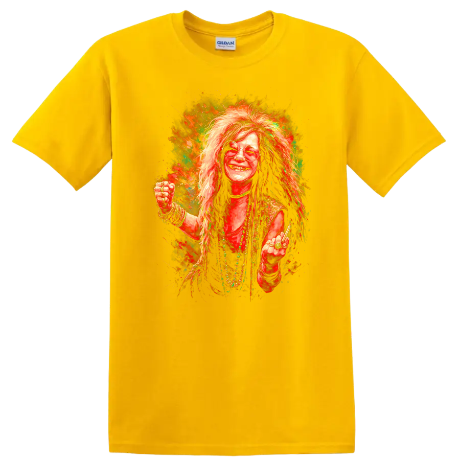 Retro Rock Legend Portrait T Shirt Heavy Metal Psychedelic Album Art - Daisy (Yellow)