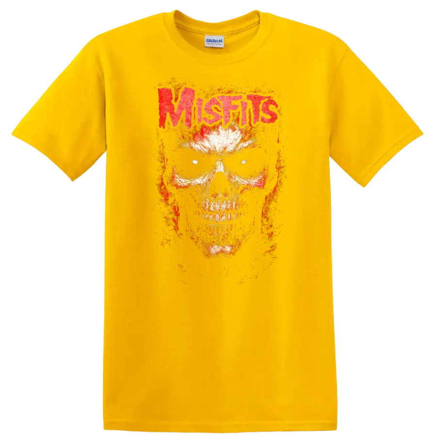 Mistis Blood Skull Retro Heavy Metal Rock Band T Shirt - Daisy (Yellow)