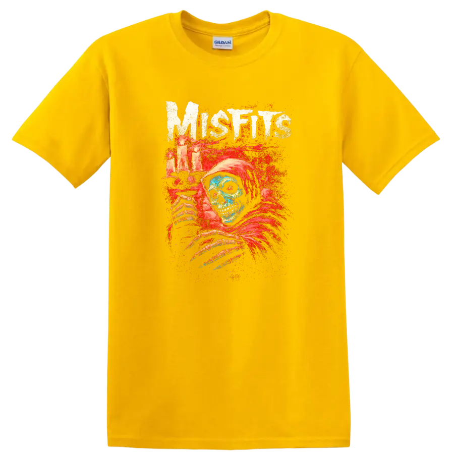 Misfits Horror Skull Heavy Metal Album Style T Shirt - Daisy (Yellow)