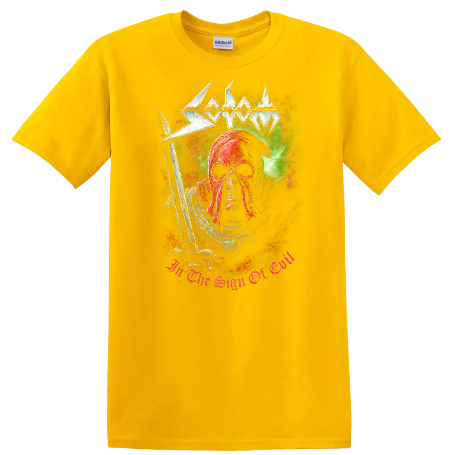 Retro Heavy Metal Skull Band Style T Shirt Gothic Rock Legend Art - Daisy (Yellow)
