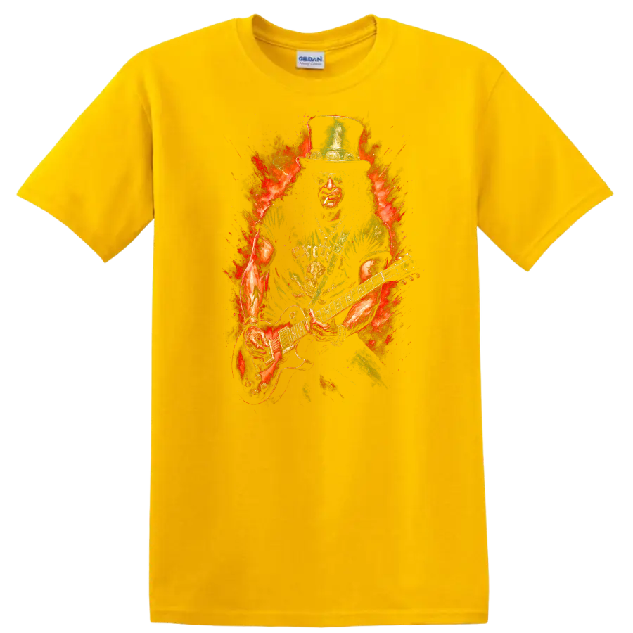 Retro Rock Heavy Metal Guitar Legend T Shirt for Music Fans - Daisy (Yellow)