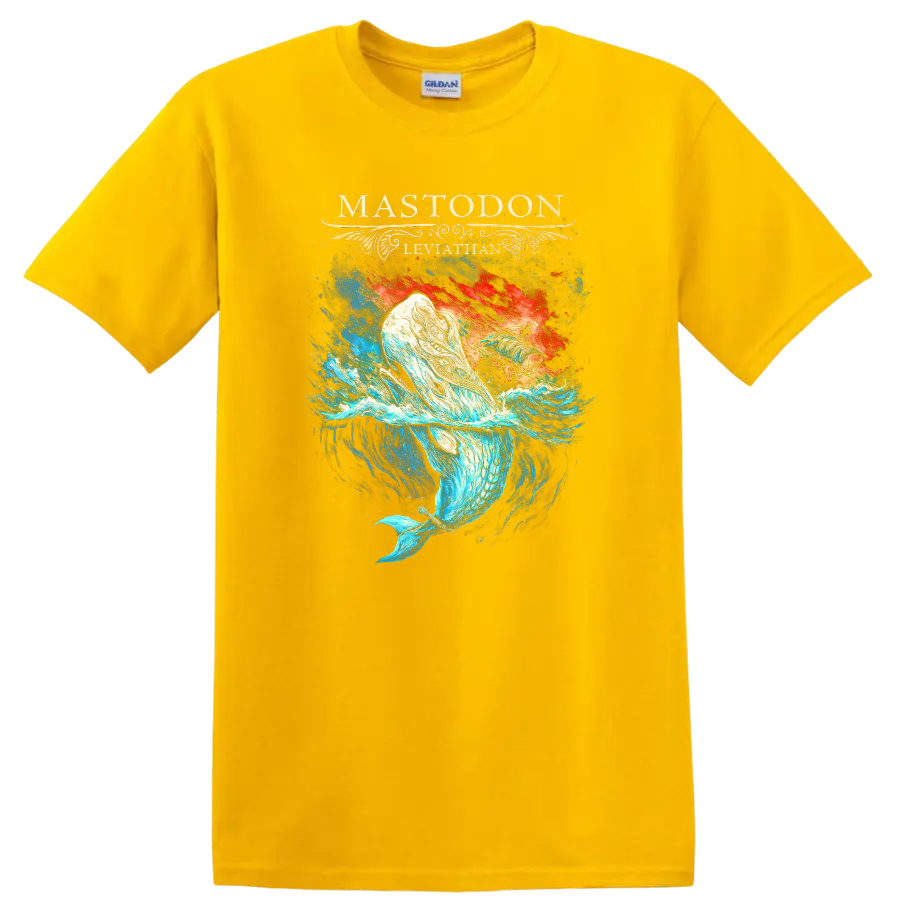 Mastodon Leviathan Retro Heavy Metal Album Art T Shirt - Daisy (Yellow)