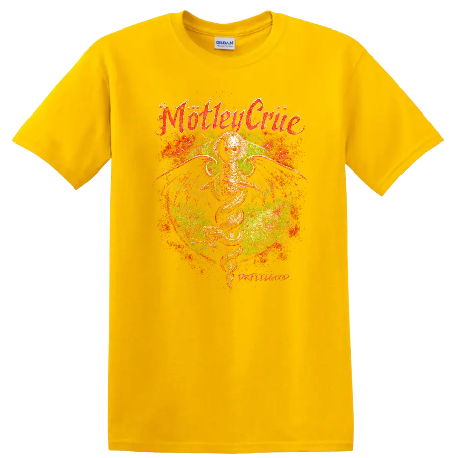 Motley Crue Retro Heavy Metal Album Cover Legend Style T Shirt - Daisy (Yellow)