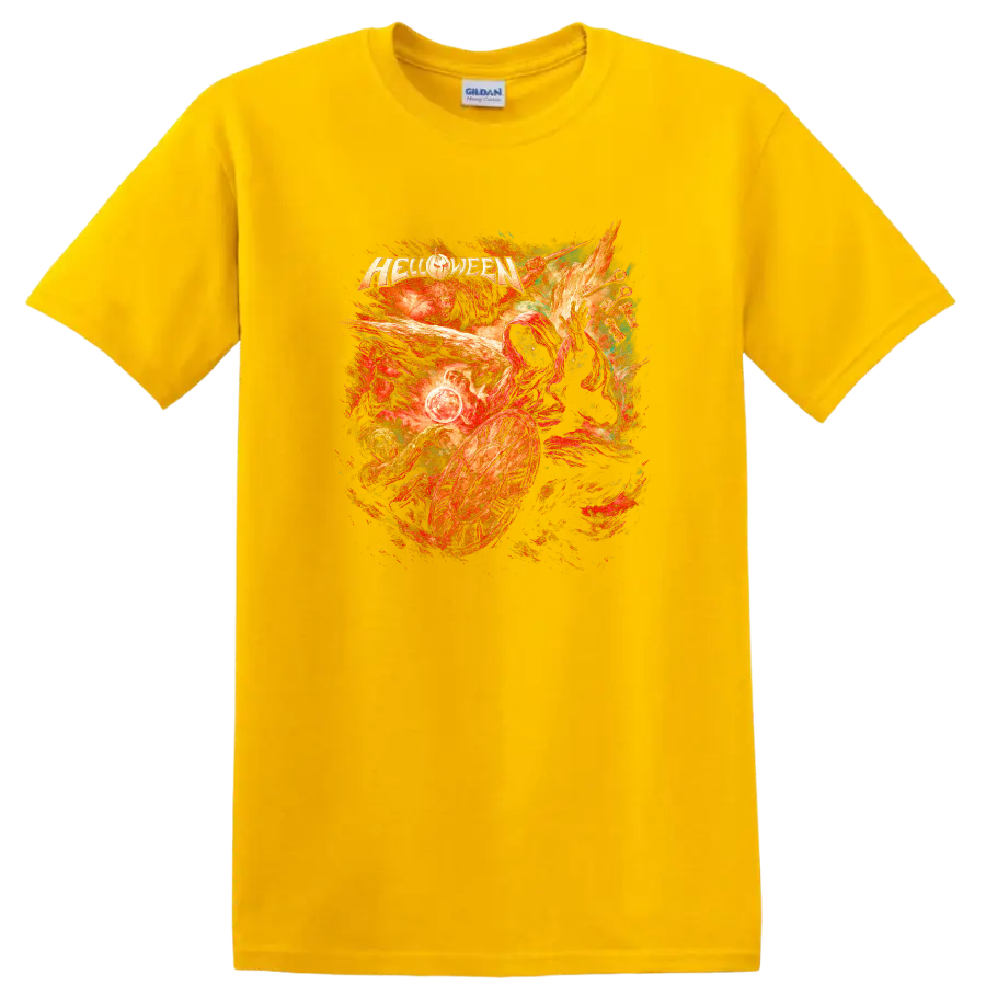 Retro Heavy Metal Helloween Album Cover Legend T Shirt for Rock Fans - Daisy (Yellow)