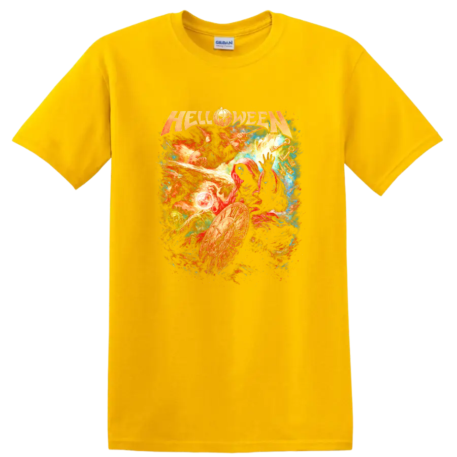 Halloween Heavy Metal Retro Rock Album Cover Style T Shirt - Daisy (Yellow)