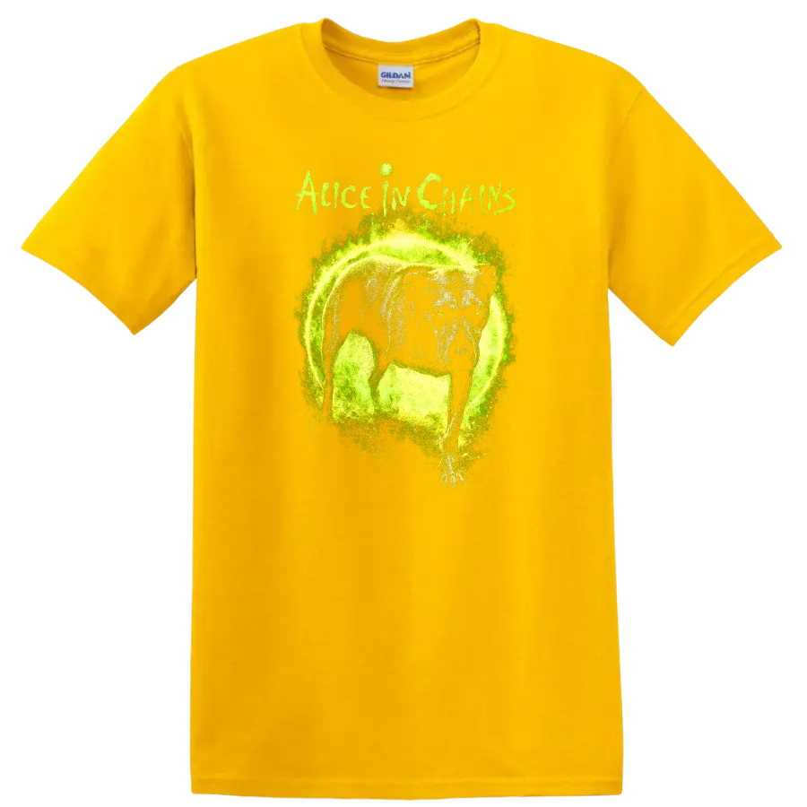 Alice in Chains Retro Heavy Metal Album Art T Shirt - Daisy (Yellow)