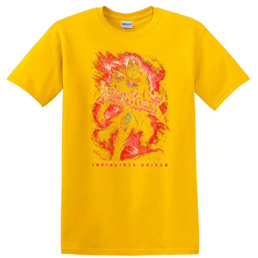 Judas Priest Heavy Metal Flame Art T Shirt Retro Rock Band Tribute - Daisy (Yellow)