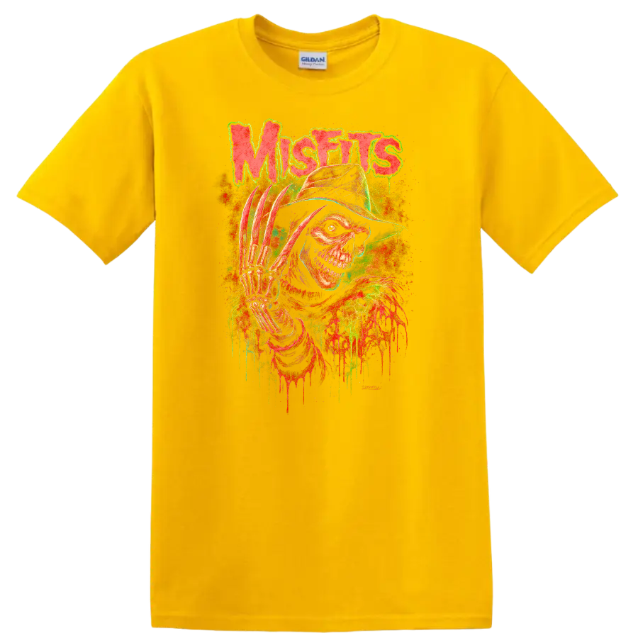Misfits Retro Heavy Metal Skull T Shirt Neon Album Cover Legend - Daisy (Yellow)